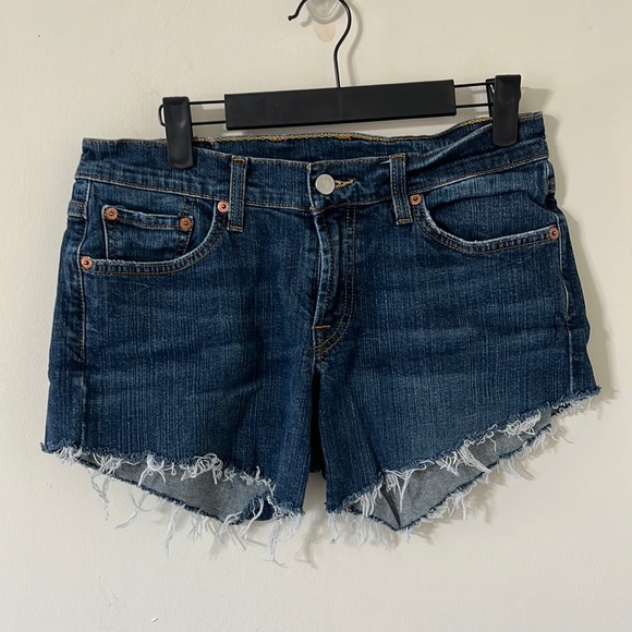Lucky Brand Pants - Lucky Brand Classic Fit Dark Wash Distressed Hem Jean Shorts Size 6 (28)